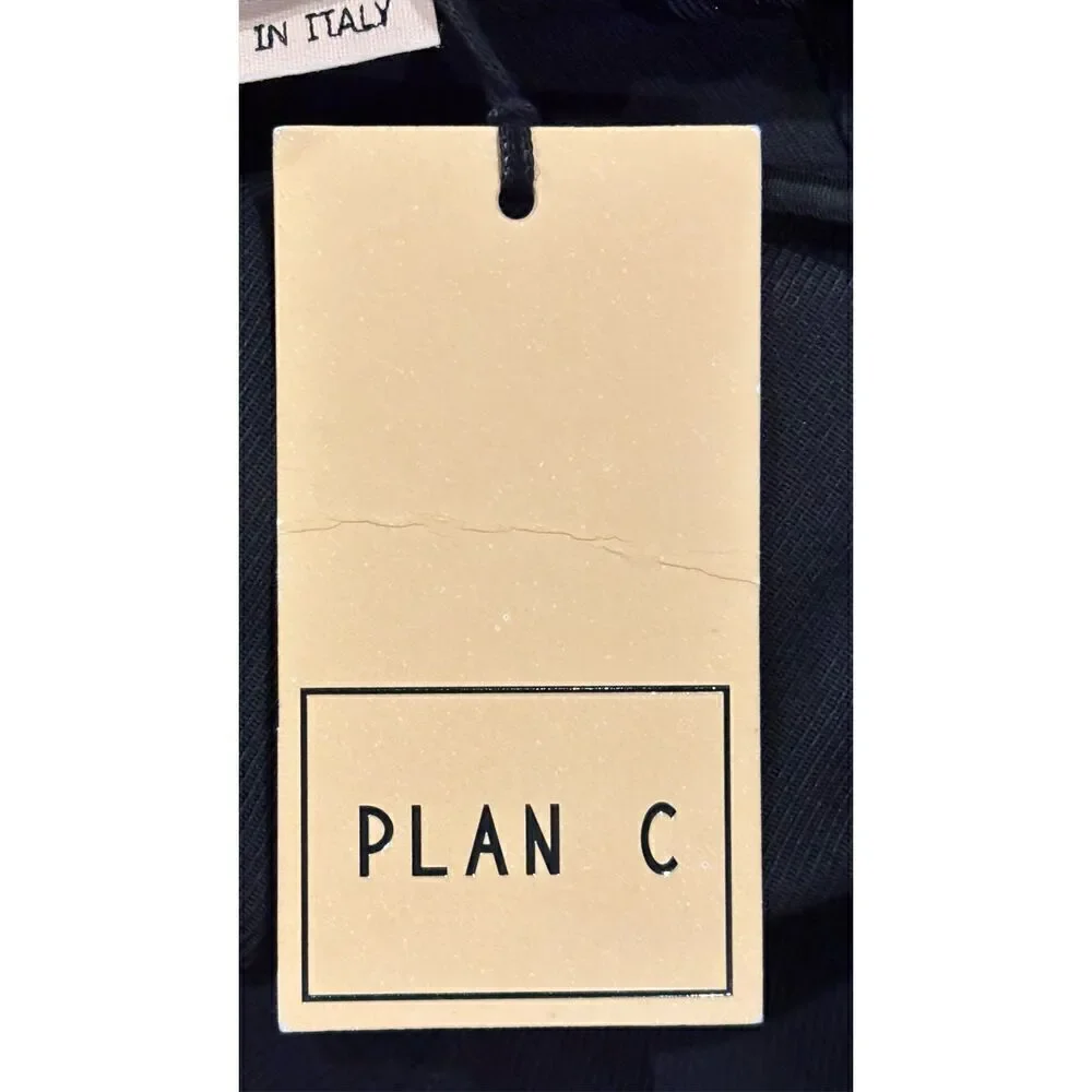 PLAN C Ruffle Midi Dress in Navy Black NWT Size 40/ US size 2/4